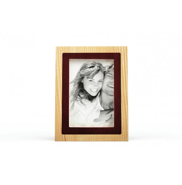 Wood and Bordeaux Leather Picture Frame