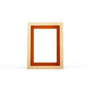 Wood and Brown Leather Picture Frame