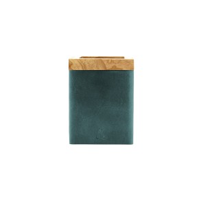 Wood and Green Leather Pen Holder