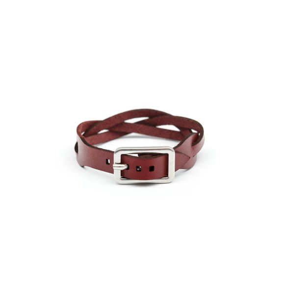 Braided Leather Bracelet Bordeaux