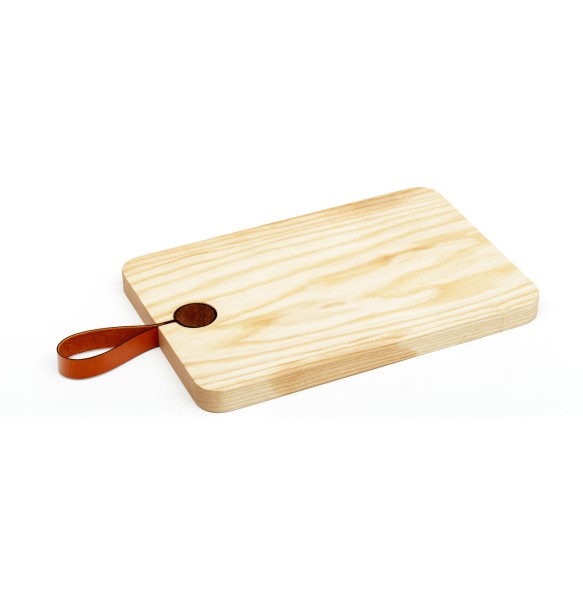 Wood Cutting Board with Leather Strap 