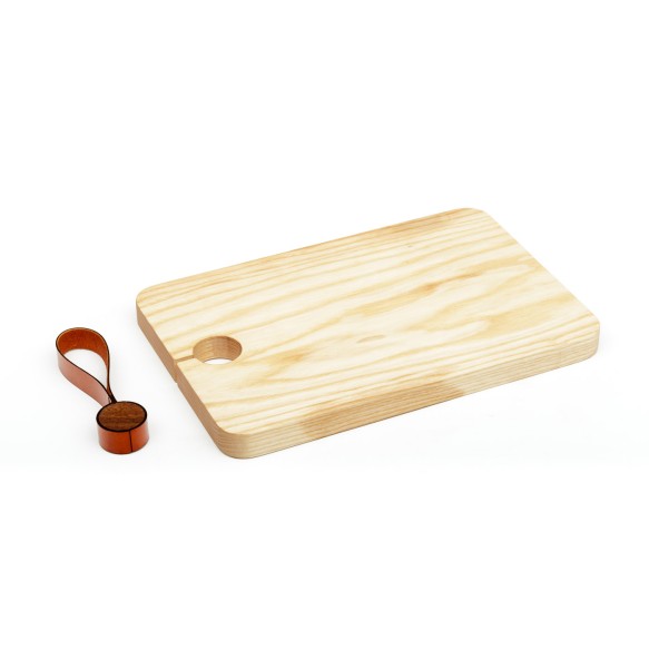 Wood Cutting Board with Leather Strap 